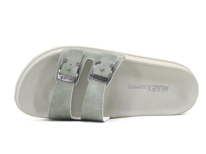 Mulex Zenne 11452 Çift Toka Soft Kutulu Günlük Terlik Yeşil - Mulex (1)
