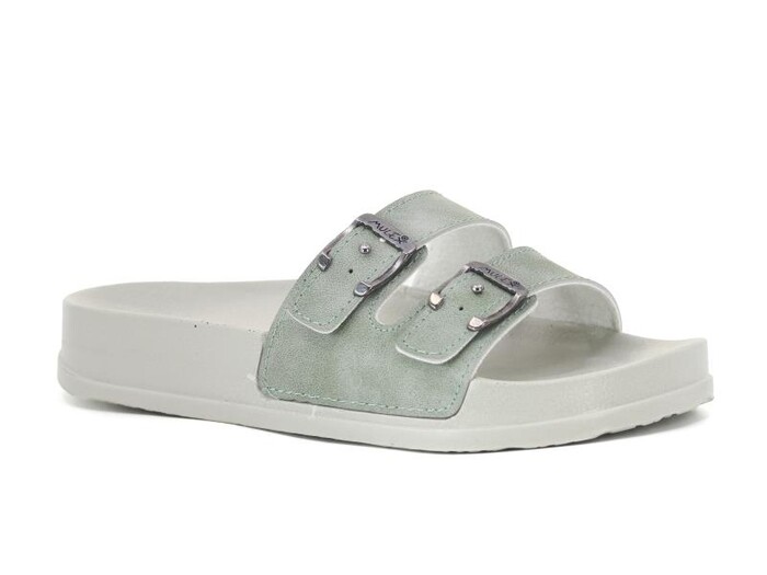 Mulex Zenne 11452 Çift Toka Soft Kutulu Günlük Terlik Yeşil - Mulex