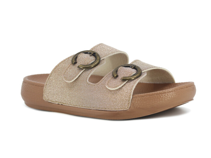 Mulex Zenne 11501 Simli Çift Toka Kutulu Terlik Günlük Terlik Bakır - Mulex