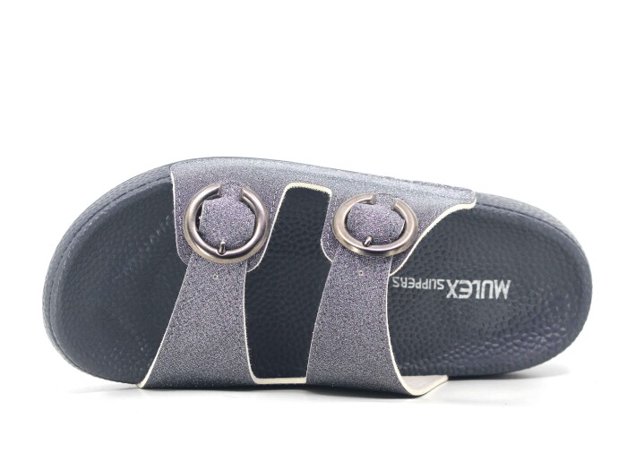 Mulex Zenne 11501 Simli Çift Toka Kutulu Terlik Günlük Terlik Füme - Mulex (1)