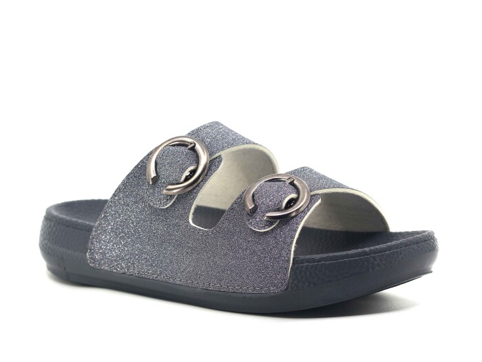 Mulex Zenne 11501 Simli Çift Toka Kutulu Terlik Günlük Terlik Füme - Mulex