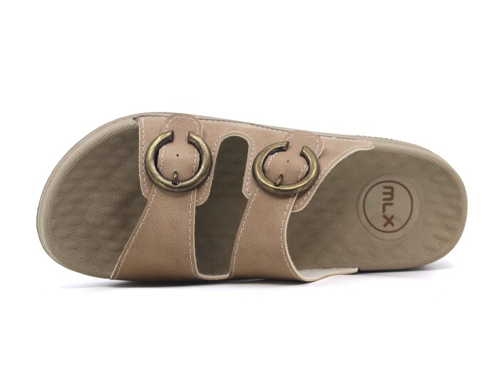 Mulex Zenne 11651 Çift Toka Günlük Terlik Bej - Mulex (1)