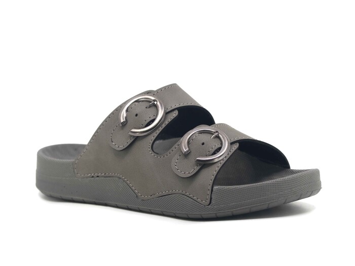 Mulex Zenne 11651 Çift Toka Günlük Terlik Gri - Mulex