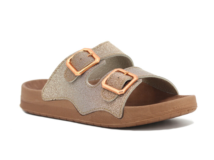 Mulex Zenne 11651-Simli Çift Toka Günlük Terlik Bakır - Mulex