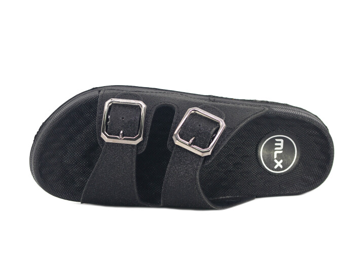 Mulex Zenne 11651-Simli Çift Toka Günlük Terlik Siyah - Mulex (1)