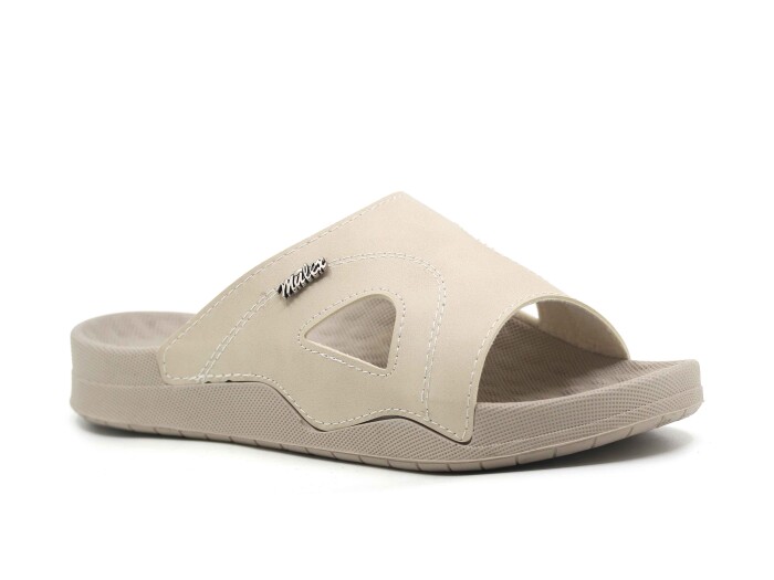 Mulex Zenne 11652 Kutulu Günlük Terlik Açık Bej - Mulex