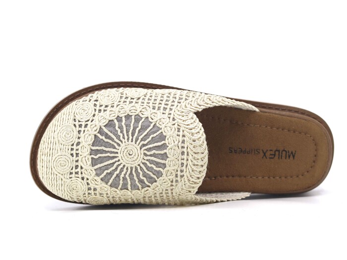 Mulex Zenne 11706-B Dantelli Kapalı Kutulu Günlük Terlik Bej - Mulex (1)