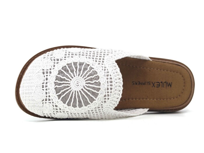 Mulex Zenne 11706-B Dantelli Kapalı Kutulu Günlük Terlik Beyaz - Mulex (1)