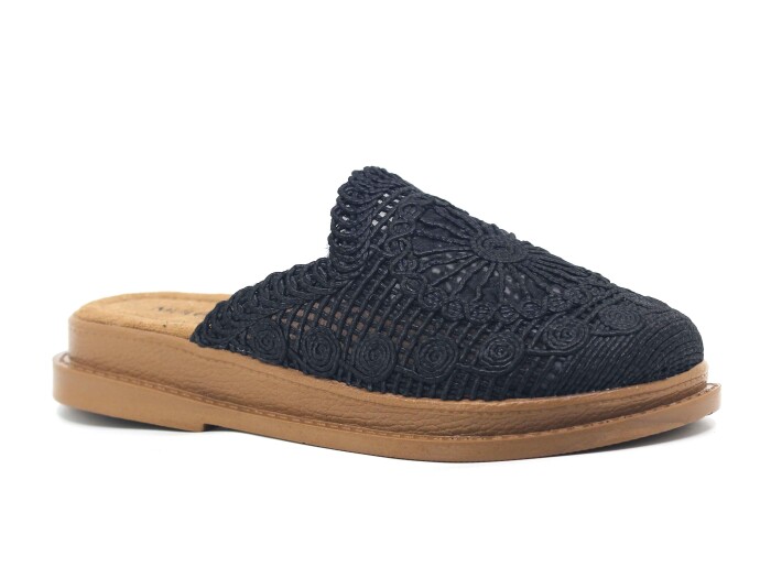 Mulex Zenne 11706-B Dantelli Kapalı Kutulu Günlük Terlik Siyah - Mulex