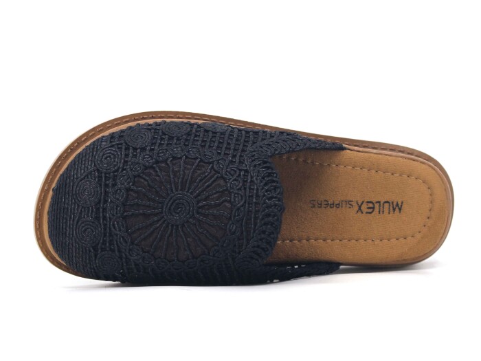 Mulex Zenne 11706-B Dantelli Kapalı Kutulu Günlük Terlik Siyah - Mulex (1)