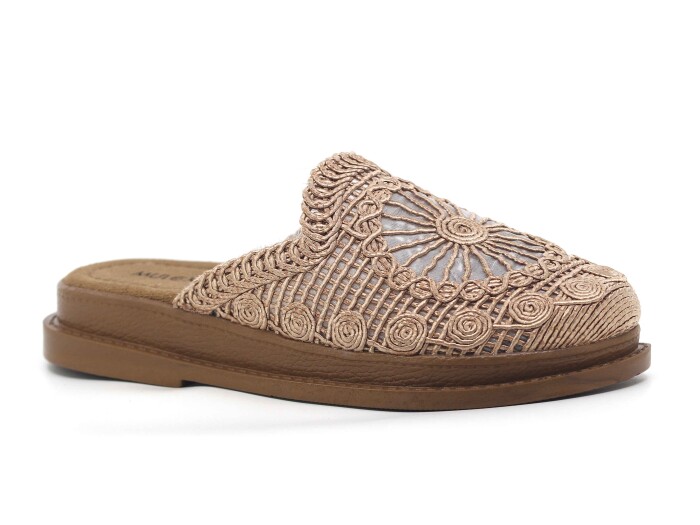 Mulex Zenne 11706-B Dantelli Kapalı Kutulu Günlük Terlik Vizon - Mulex