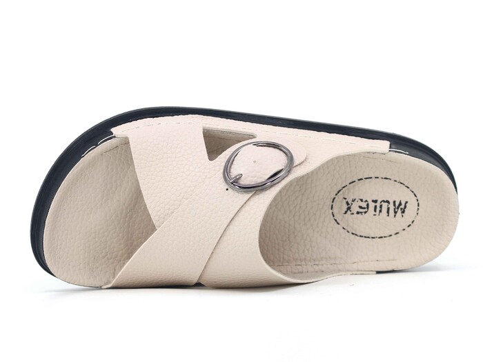 Mulex Zenne 11802 Çapraz Tokalı Monta Kutulu Günlük Terlik Bej - Mulex (1)