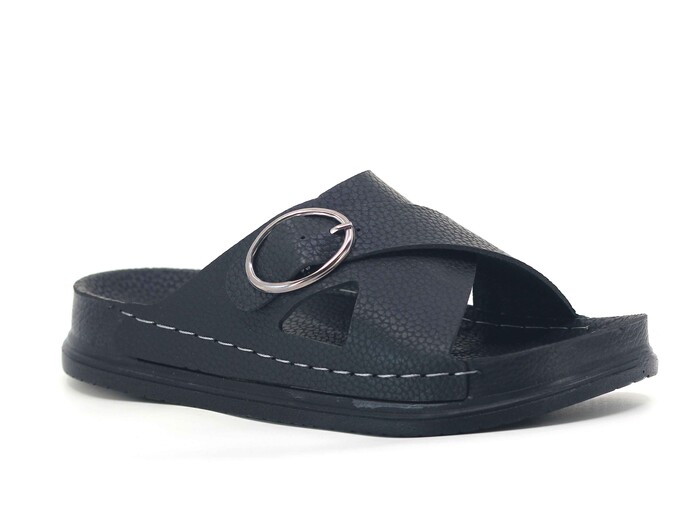 Mulex Zenne 11802 Çapraz Tokalı Monta Kutulu Günlük Terlik Siyah - Mulex