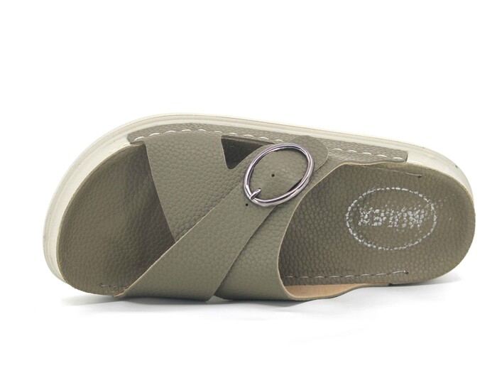 Mulex Zenne 11802 Çapraz Tokalı Monta Kutulu Günlük Terlik Yeşil - Mulex (1)