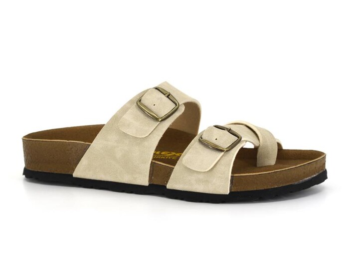 Mulex Zenne 1253 Birken Monta Geçmeli Baş Parmak Arası Terlik Bej - 1