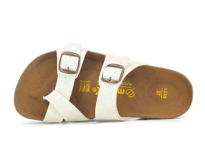 Mulex Zenne 1253 Birken Monta Geçmeli Baş Parmak Arası Terlik Beyaz - Mulex (1)