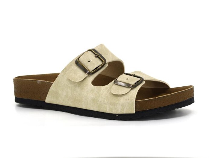 Mulex Zenne 1256 Birken Çift Toka Evalı Kutulu Günlük Terlik Bej - Mulex