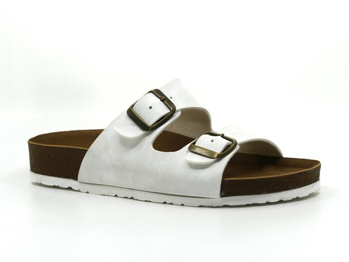 Mulex Zenne 1256 Birken Çift Toka Evalı Kutulu Günlük Terlik Beyaz - Mulex