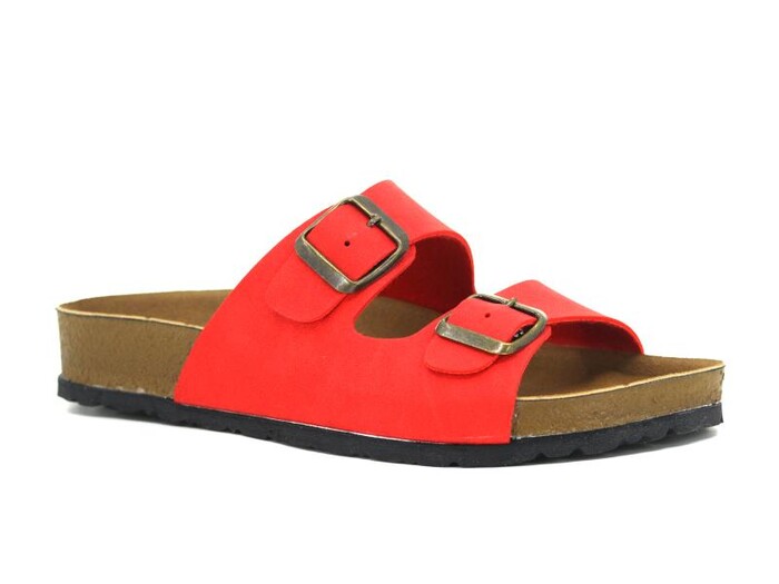 Mulex Zenne 1256 Birken Çift Toka Evalı Kutulu Günlük Terlik Kırmızı - Mulex