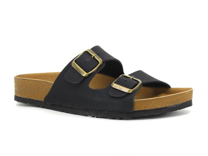 Mulex Zenne 1256 Birken Çift Toka Evalı Kutulu Günlük Terlik Siyah - Mulex