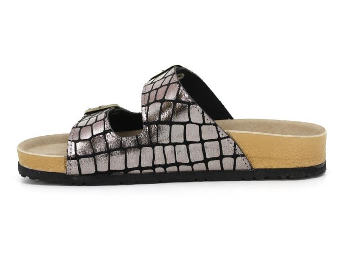 Mulex Zenne 1256-C Birken Çift Toka Kutulu Günlük Terlik Platin - Mulex (1)