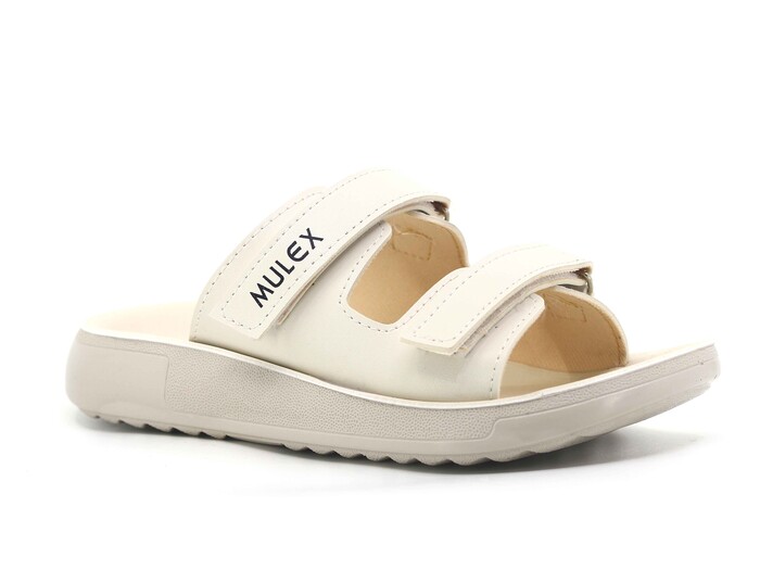 Mulex Zenne 1351 Çift Bantlı Cırtlı Günlük Terlik Bej - Mulex