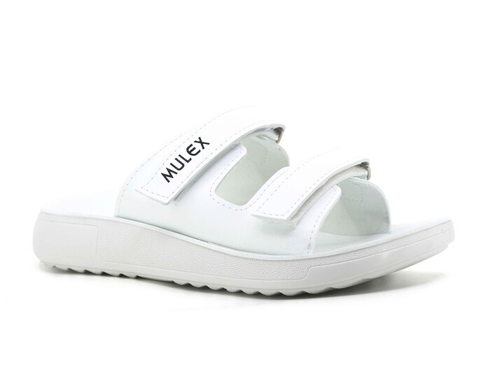 Mulex Zenne 1351 Çift Bantlı Cırtlı Günlük Terlik Beyaz - Mulex