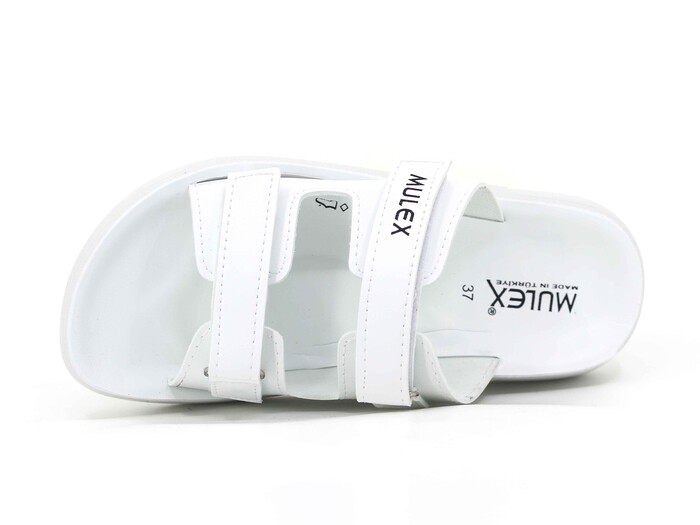 Mulex Zenne 1351 Çift Bantlı Cırtlı Günlük Terlik Beyaz - Mulex (1)