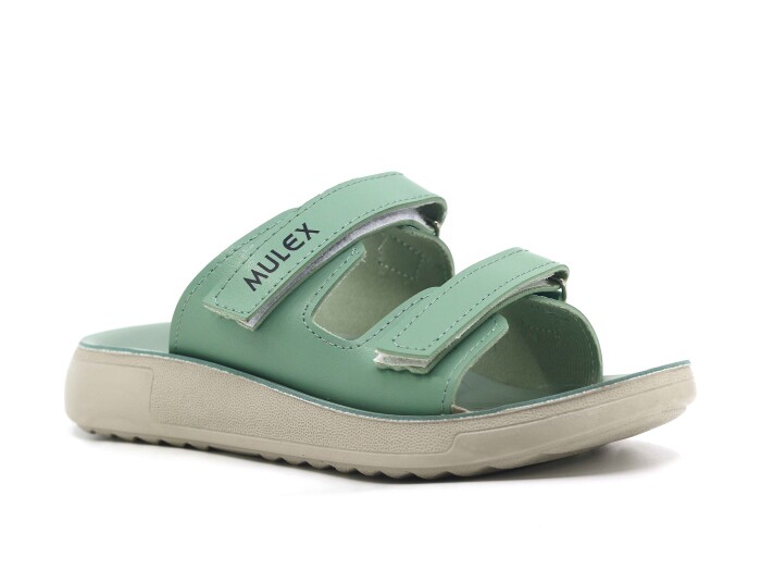 Mulex Zenne 1351 Çift Bantlı Cırtlı Günlük Terlik Yeşil - Mulex
