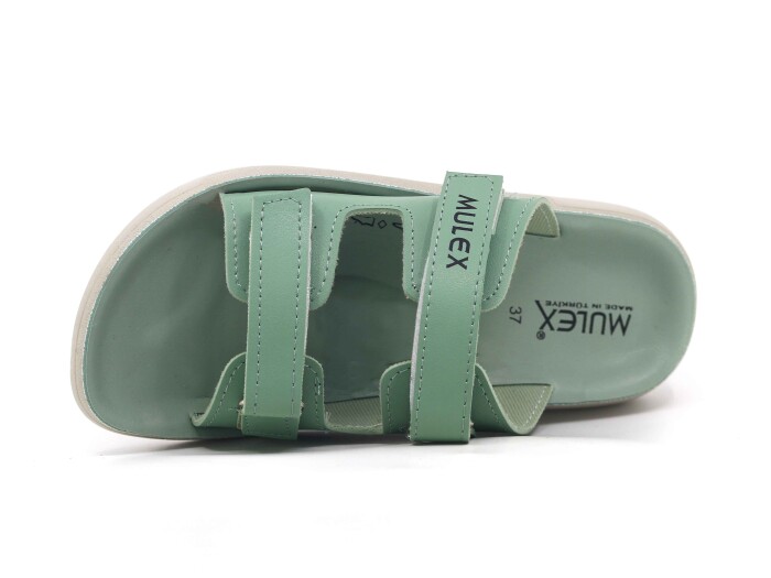Mulex Zenne 1351 Çift Bantlı Cırtlı Günlük Terlik Yeşil - Mulex (1)