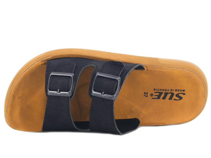 Sue Zenne 1353 Çift Toka Enj. Poşetli Günlük Terlik Siyah - Sue (1)