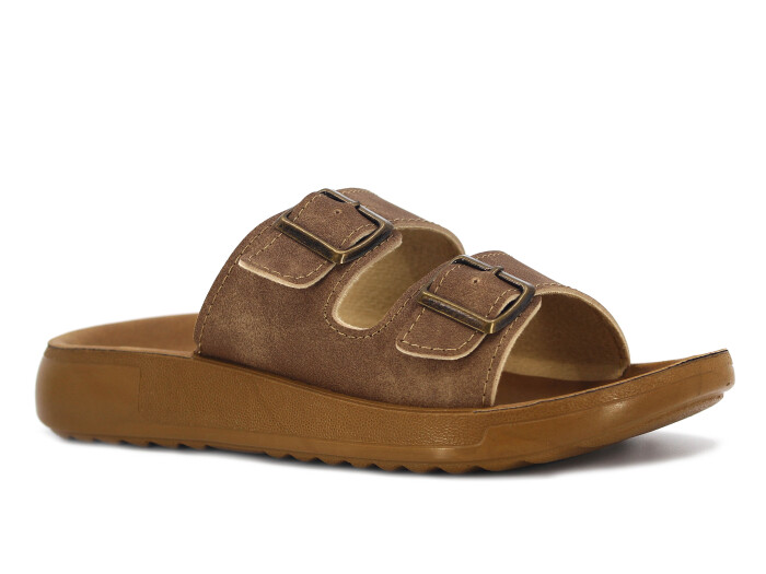 Sue Zenne 1353 Çift Toka Enj. Poşetli Günlük Terlik Vizon - Sue