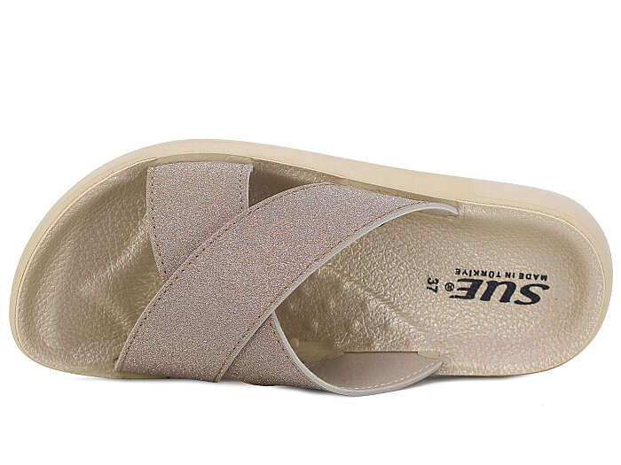 Sue Zenne 1354-Simli Çapraz Kutulu Enj. Günlük Terlik Bakır - 2