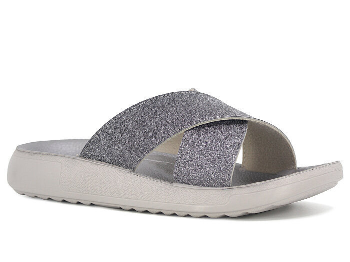 Sue Zenne 1354-Simli Çapraz Kutulu Enj. Günlük Terlik Füme - Sue