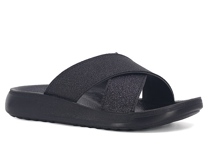 Sue Zenne 1354-Simli Çapraz Kutulu Enj. Günlük Terlik Siyah - 1