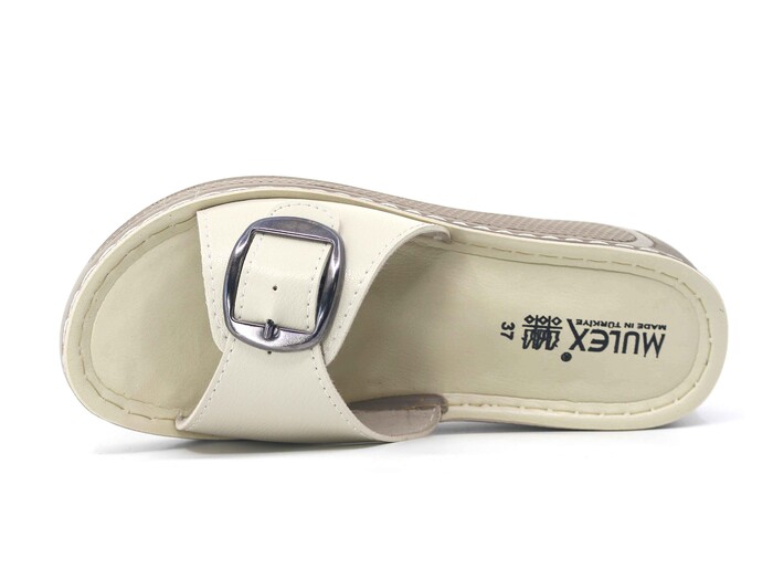 Mulex Zenne 1401-A Tek Toka Enj. Günlük Terlik Bej - Mulex (1)