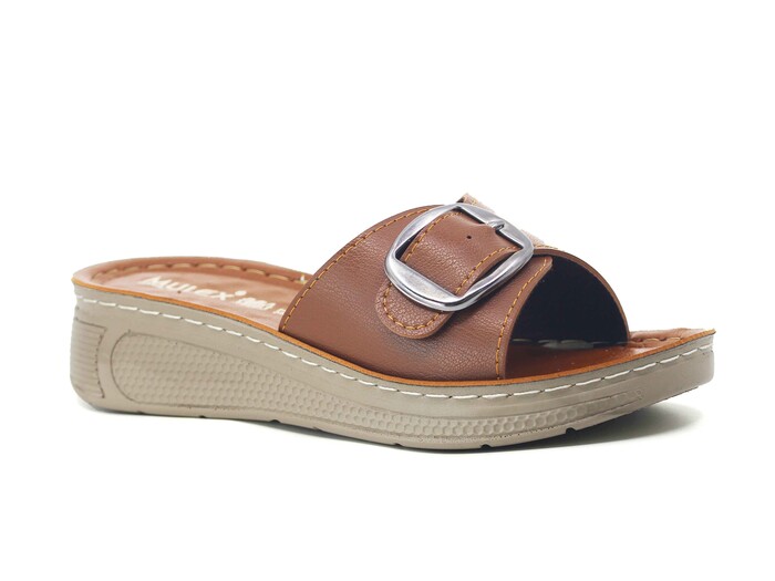 Mulex Zenne 1401-A Tek Toka Enj. Günlük Terlik Taba - Mulex