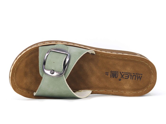 Mulex Zenne 1401-A Tek Toka Enj. Günlük Terlik Yeşil - Mulex (1)