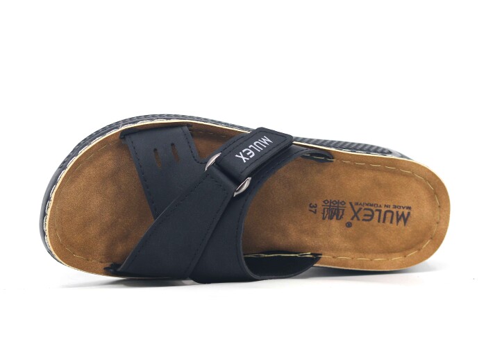 Mulex Zenne 1402-B Çapraz Cırtlı Günlük Terlik Siyah - Mulex (1)