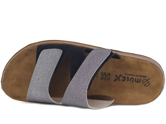 Mulex Zenne 1502 Çift Bant Enj. Kutulu Günlük Terlik Füme - Mulex (1)