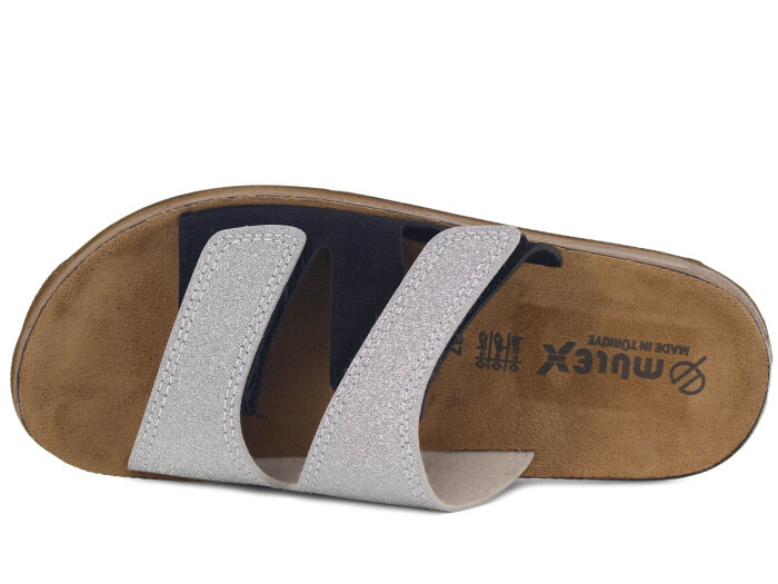 Mulex Zenne 1502 Çift Bant Enj. Kutulu Günlük Terlik Gümüş - 2