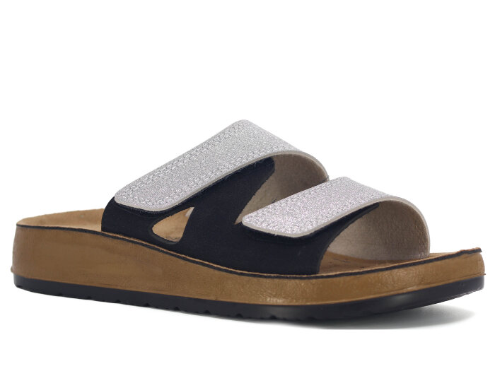 Mulex Zenne 1502 Çift Bant Enj. Kutulu Günlük Terlik Gümüş - Mulex