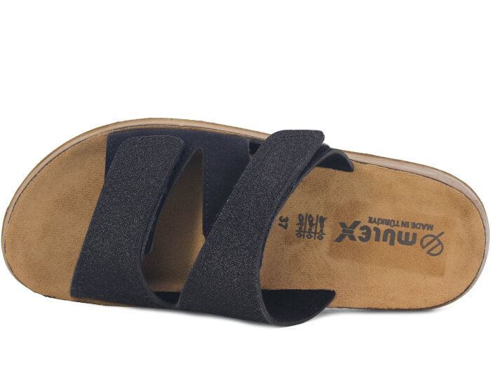 Mulex Zenne 1502 Çift Bant Enj. Kutulu Günlük Terlik Siyah - 2