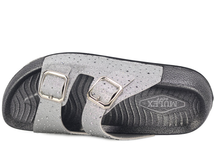 Mulex Zenne 1601 Çift Toka Kutulu Günlük Terlik Gümüş - Mulex (1)