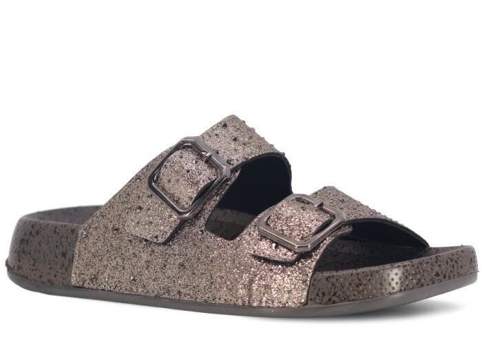 Mulex Zenne 1601 Çift Toka Kutulu Günlük Terlik Platin - 1