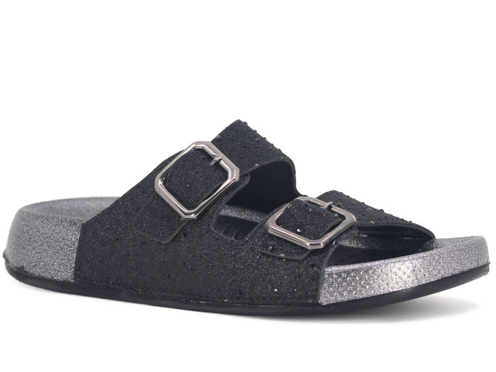 Mulex Zenne 1601 Çift Toka Kutulu Günlük Terlik Siyah - Mulex