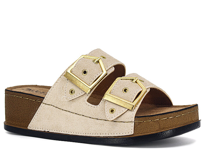 Mulex Zenne 1701 Çift Toka Kutulu Günlük Terlik Bej 