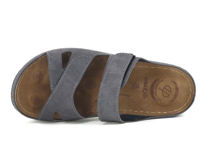 Mulex Zenne 1801 Çift Cırtlı Monta Kutulu Günlük Terlik Füme - Mulex (1)