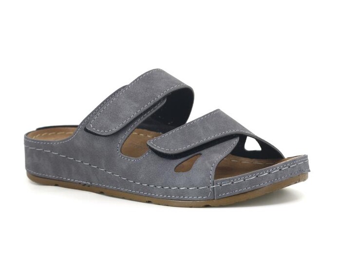 Mulex Zenne 1801 Çift Cırtlı Monta Kutulu Günlük Terlik Füme - Mulex