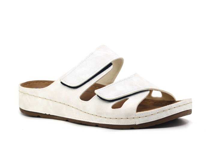 Mulex Zenne 1801 Çift Cırtlı Monta Kutulu Günlük Terlik Beyaz - Mulex